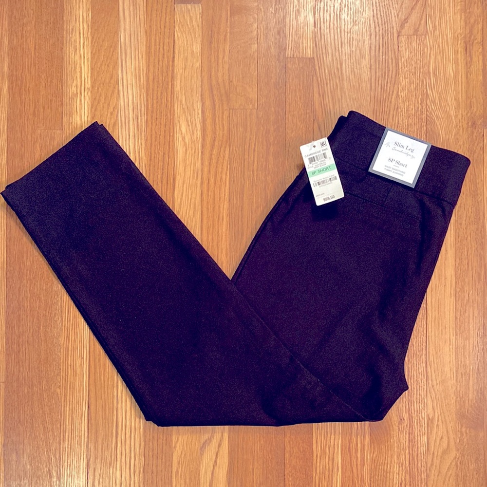 NWT Charter Club Cambridge Slim Leg Black Pull On Pants, size 8P SHORT